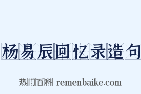 杨易辰回忆录造句是什么意思的图片